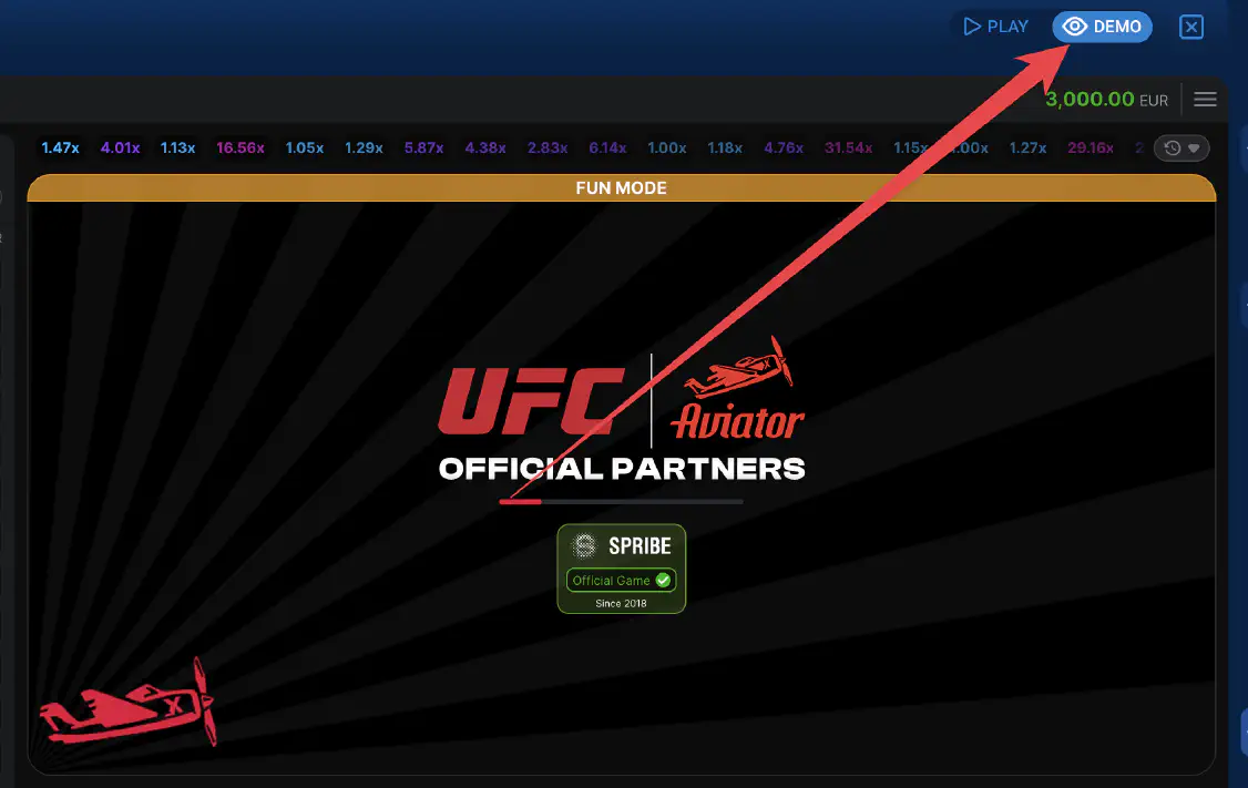 Modo de Demonstração Aviator